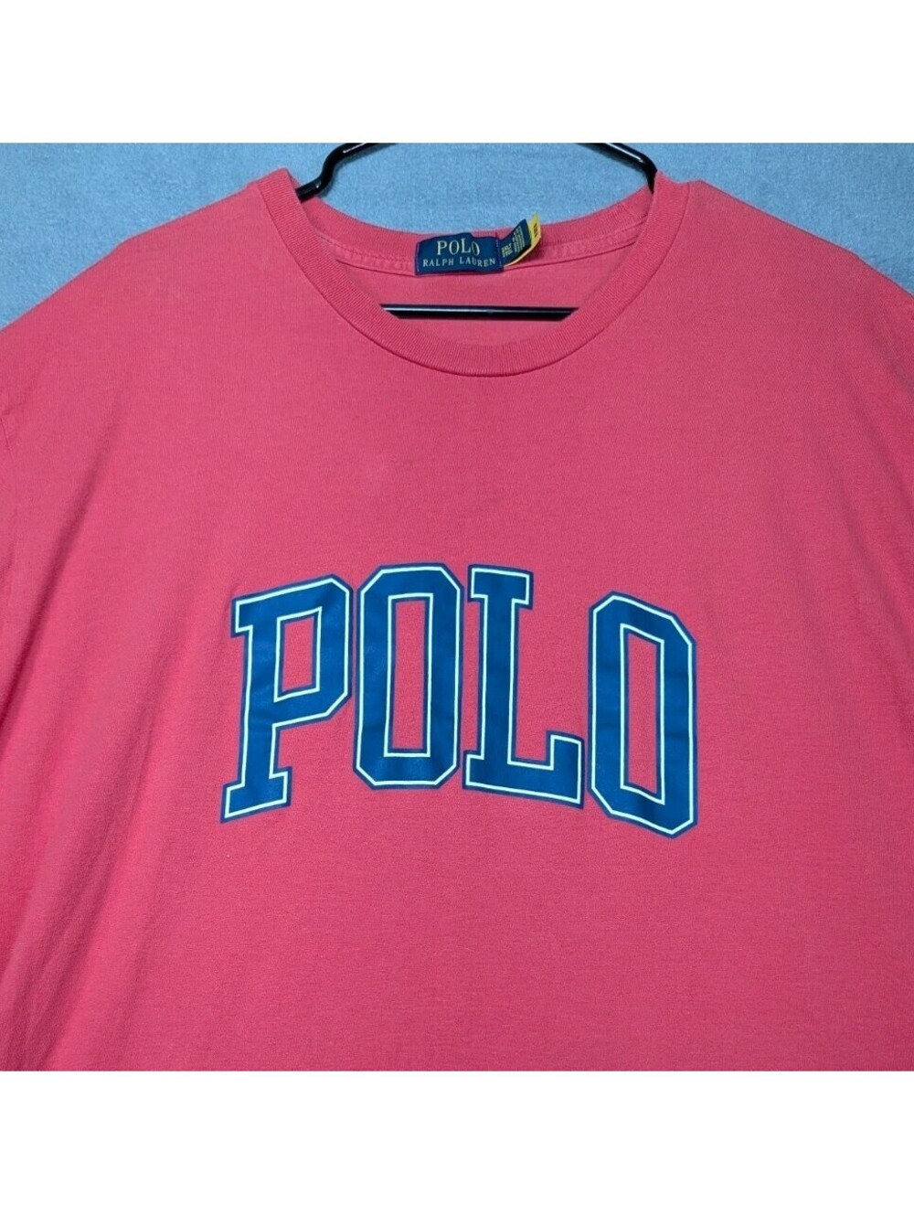 Polo Ralph Lauren Mens 2XLT Light Red Spellout Logo Graphic Crew Neck Shirt Tee